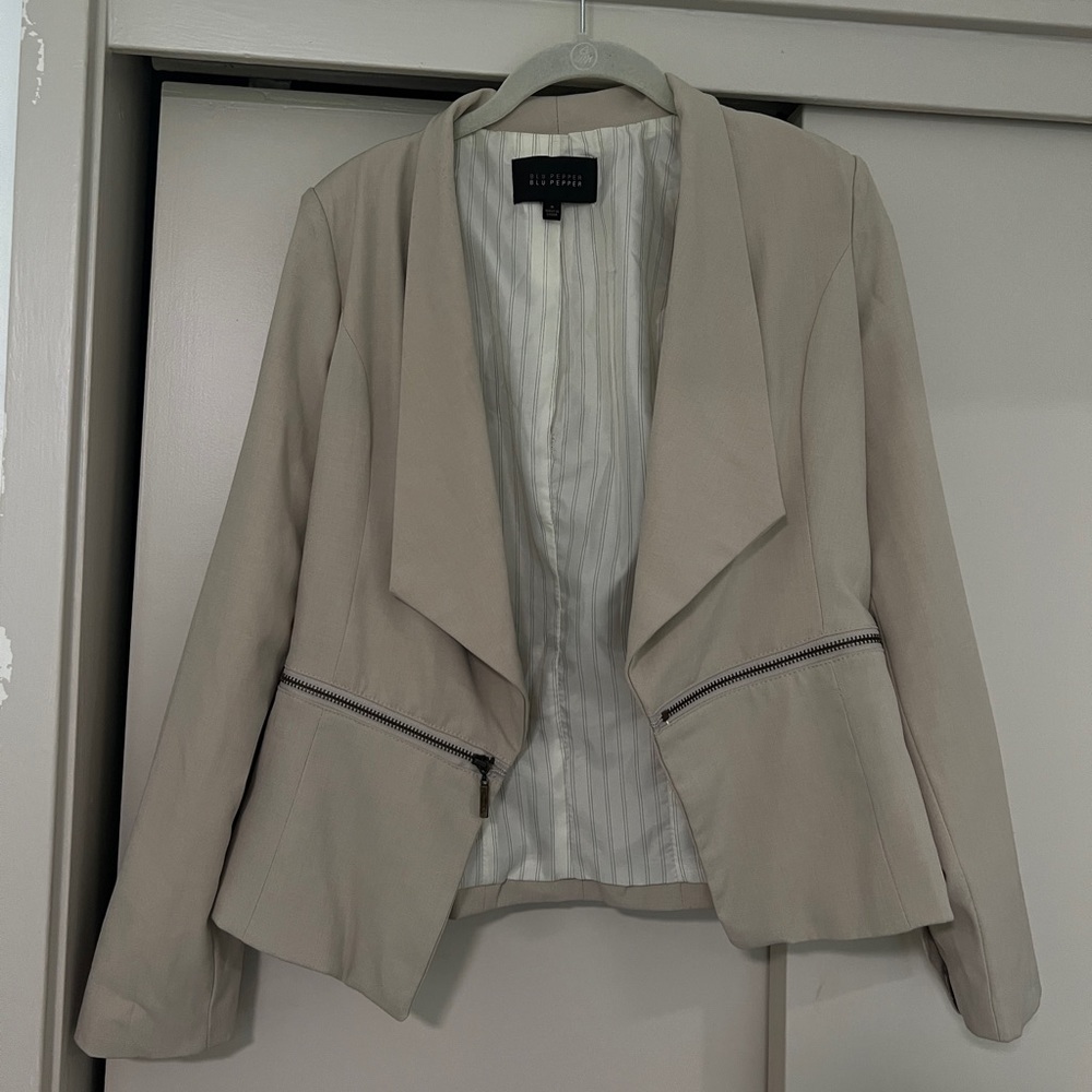 tan cropped blazer